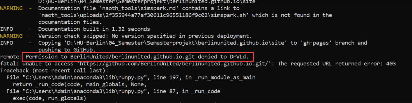 Error Message Git